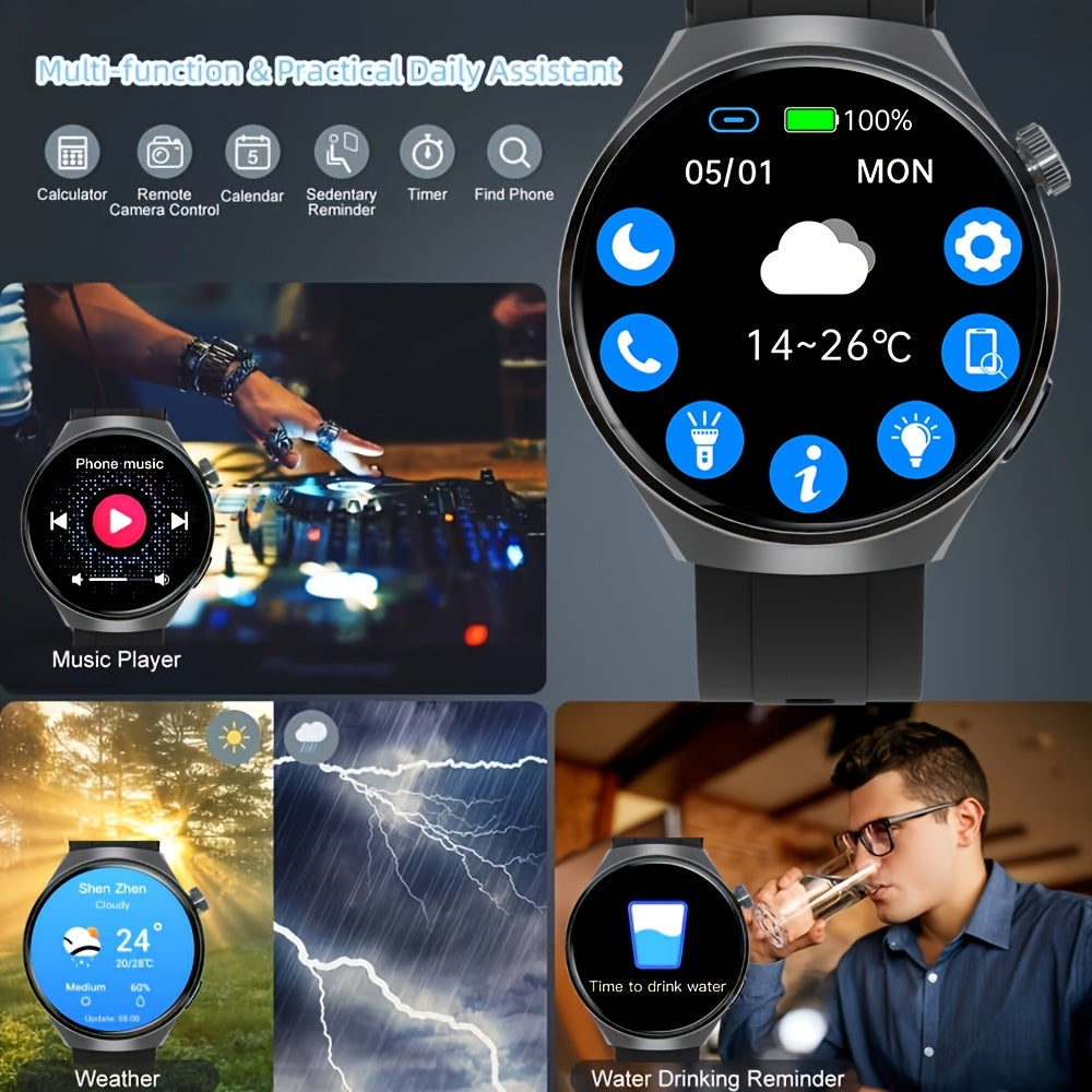 Men's Outdoor Sport Smart Watch with Wireless Call HD Touch Screen Multi-Sport Modes Step Calorie Counter Rechargeable Silicone Band