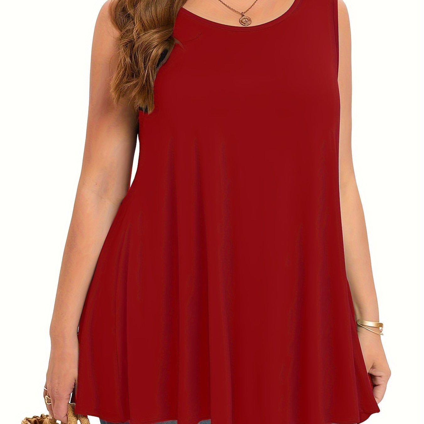 Plus Size Women's Stretchy Sleeveless Tank Top Casual Summer Sleeveless Top