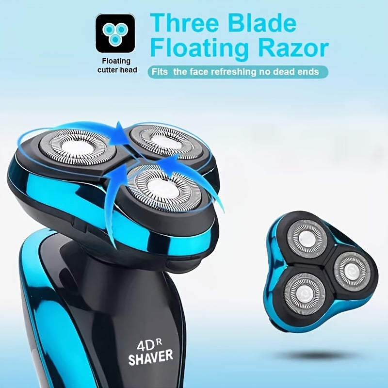 Portable USB Rechargeable Electric Shaver with Floating Head for Face and Nose Hair Trimming