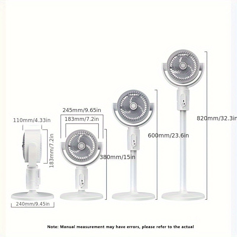 Air Circulation Fan 5 Speeds Remote Control Adjustable Height 8 Timers White
