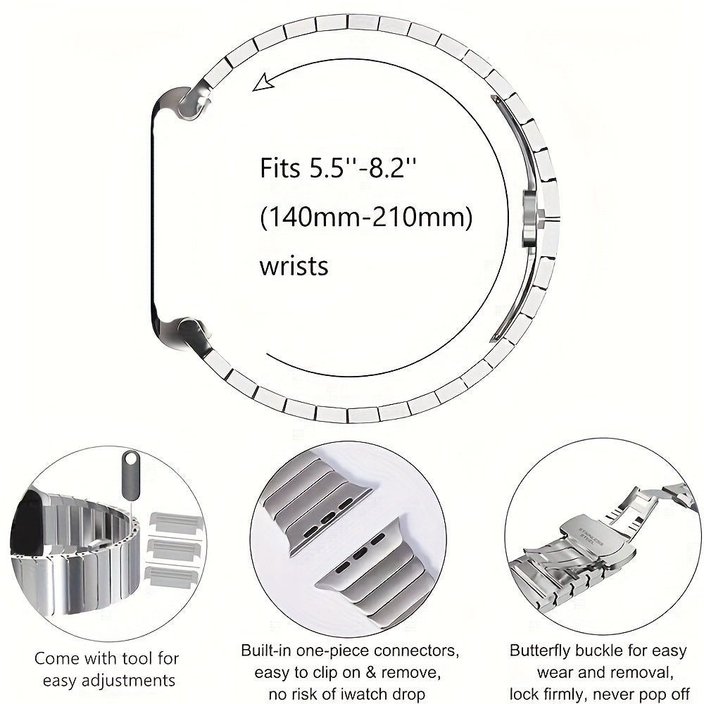Stainless Steel Smartwatch Band Compatible with 40mm-49mm IWatch for Men Women