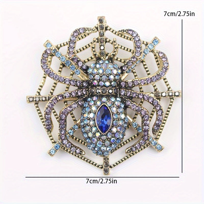 Punk uslubidagi vintage rhinestone to'rgul brosh - kiyimlar uchun hayvon ilhomlangan hasharot pin - jasur moda bayonoti aksessuar