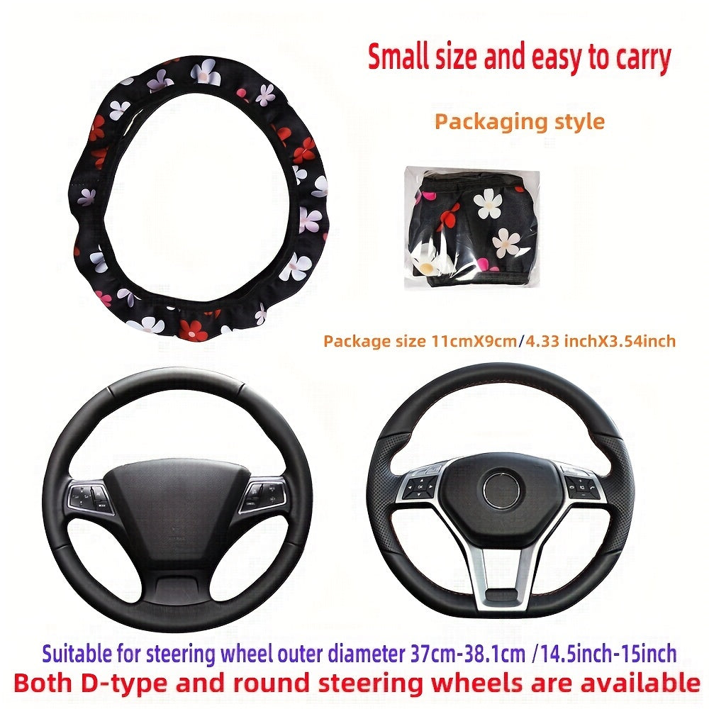 Ayollar uchun gul bilan bezatilgan avtomobil rul va uzatish vintlari qopqog'i to'plami, yumshoq nafas oladigan mato