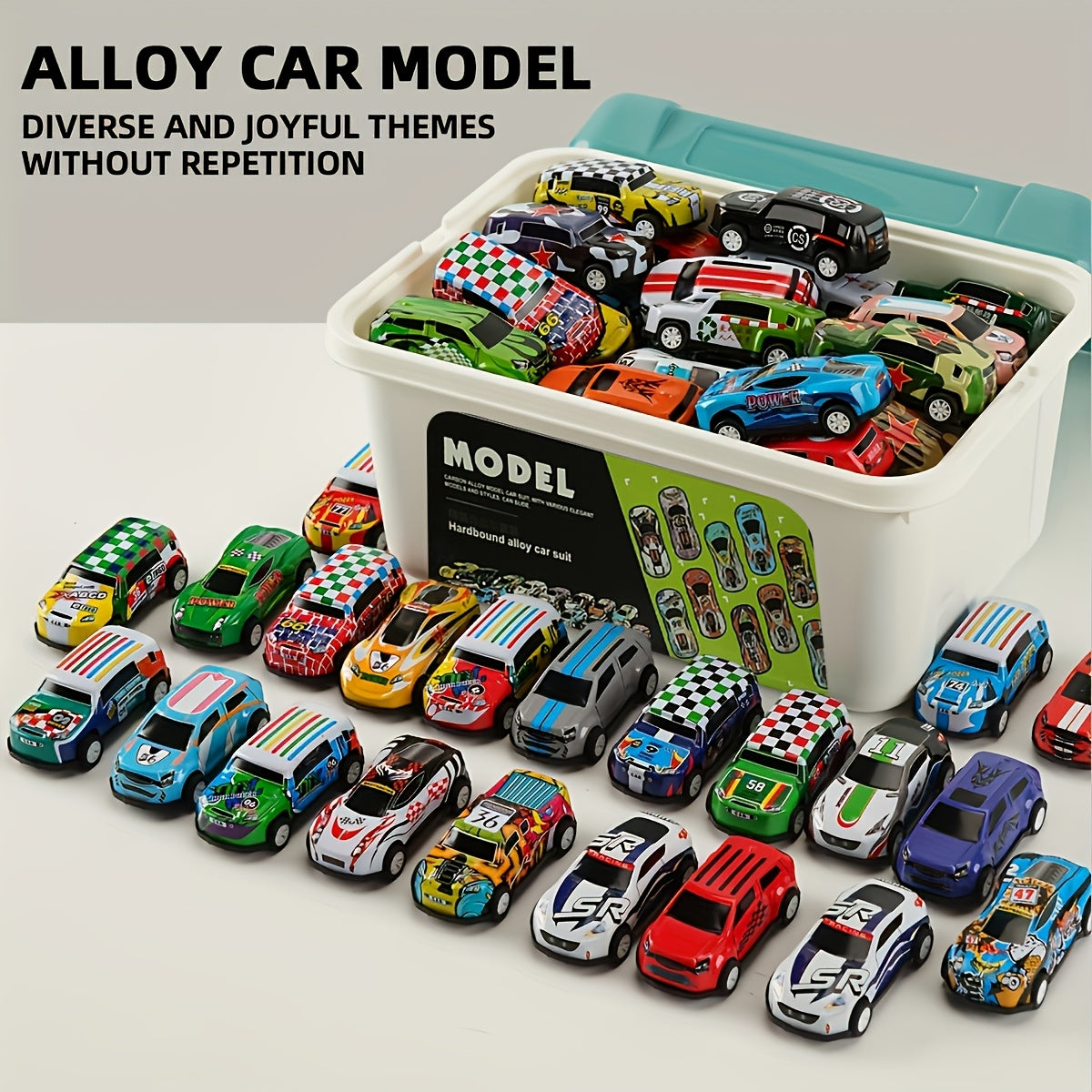 coches de juguete para niños de 3+ con función de devolución, paquete de 20/30/50, hierro blanco