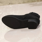 Women's Nude Short Ankle Boots Low Heel Side Zipper