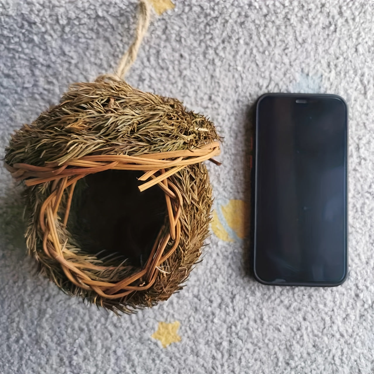 Handmade Grass Bird Nest Woven with Pine Needles for Small Birds and Pets Round Bird House