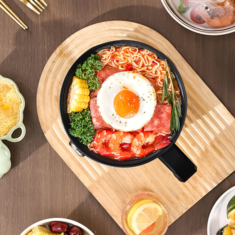Compact black electric hot pot with multiple functions non-stick frying pan European plug