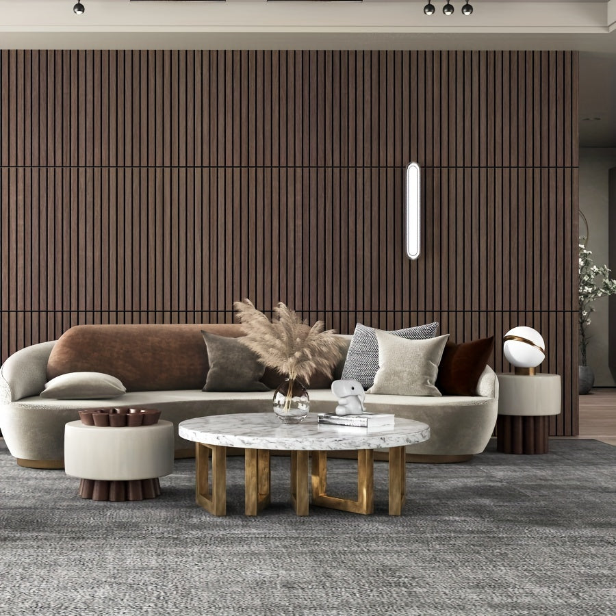 Self-Adhesive 3D Wall Panel Vinyl Curved Edges Shapes and Stripes Style for Ceilings and Partitions