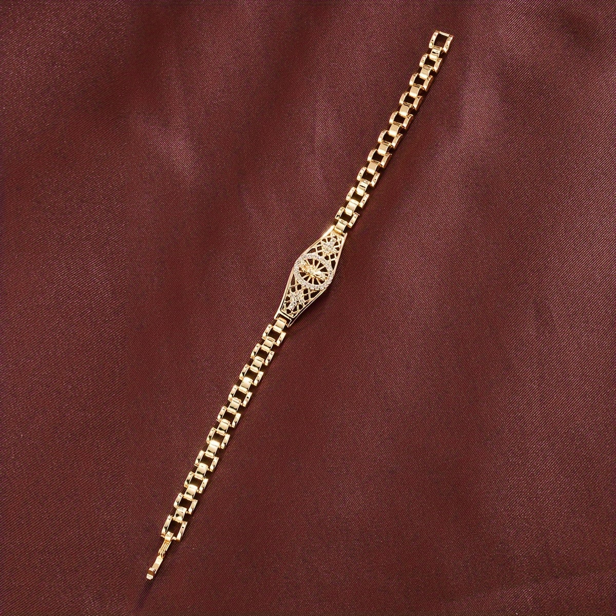 Virgin Mary Bracelet with Vintage Charm and Cubic Zirconia Religious Jewelry