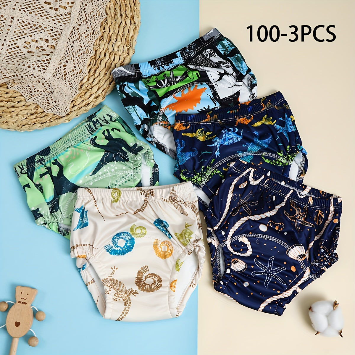 Bola va qizlar uchun 0-3 yoshda 3 yoki 5 ta Potty Training Pants to'plami, paxta, nafas oladigan, qayta ishlatiladigan