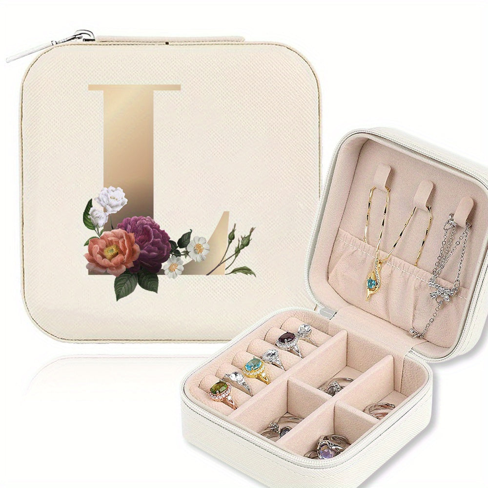 Mini Portable Zipper Jewelry Storage Box for Rings Necklaces and Studs