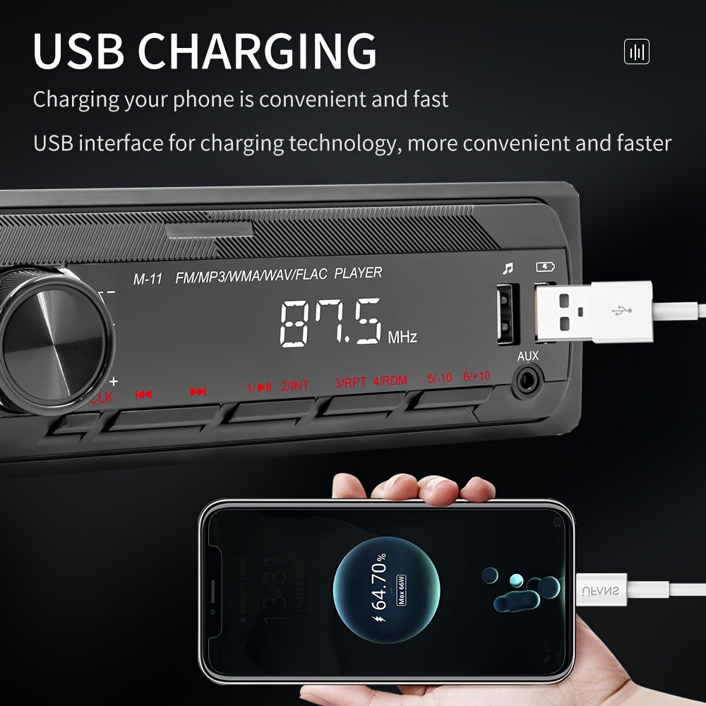 Reproductor de MP3 para coche de 12V con control remoto, radio FM, USB, SD, AUX y control por voz