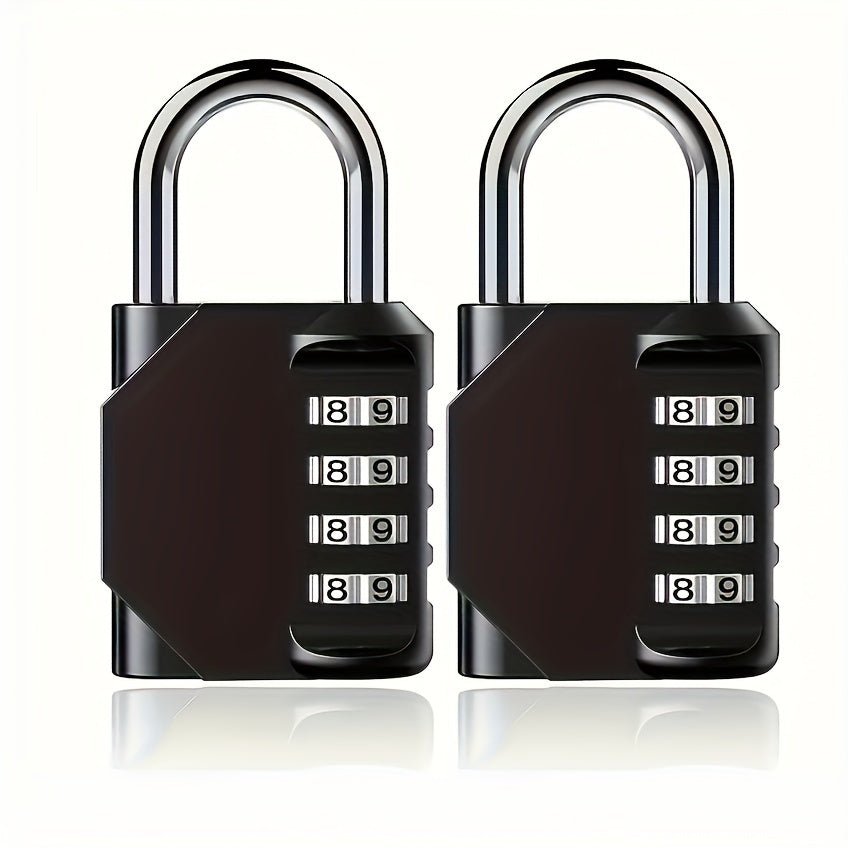 2 Pack Black Zinc Alloy 4-Digit Combination Padlocks for Lockers and Luggage