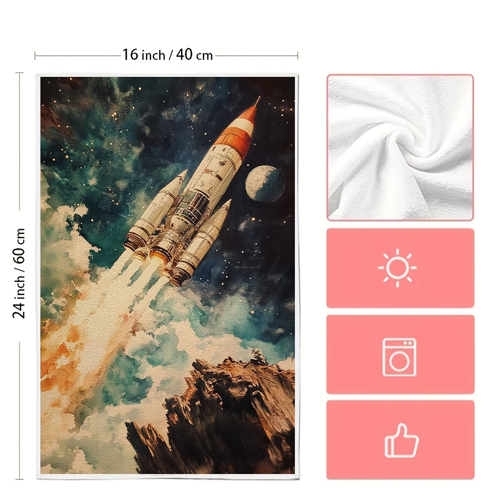 Ultra-Soft Kitchen Towels Absorbent Machine Washable Space Tour Design