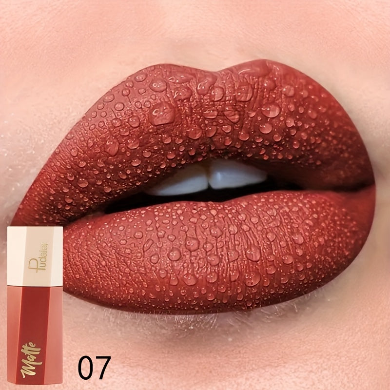 Tinte de labios mate y resistente al agua para mujer, con acabado en terciopelo y tono nude de larga duración