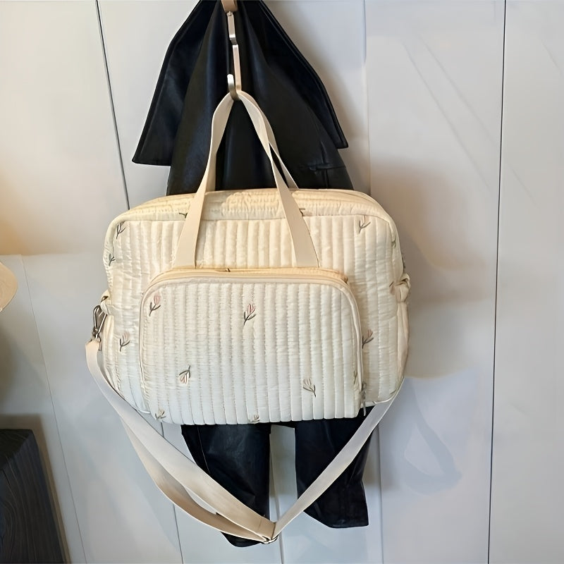 Diaper Bag for Moms with Quilted Animal Print and Insulated Compartments