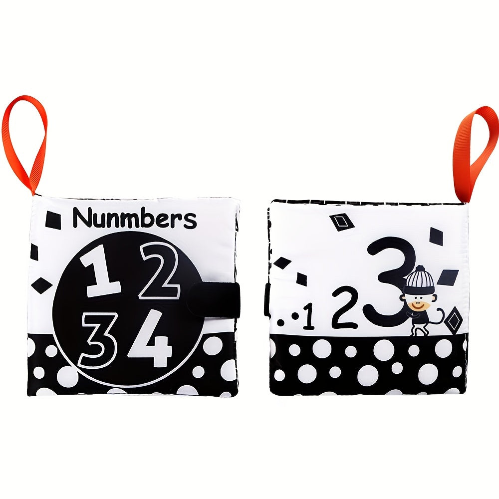 Children's Soft Fabric Toy for Tummy Time Black and White High-Contrast Design