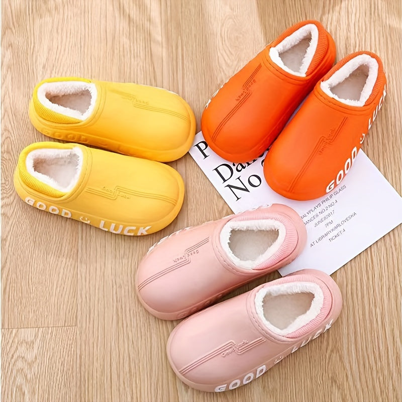 Women's Waterproof Plush Lined Slip-On Winter Slippers Indoor Outdoor