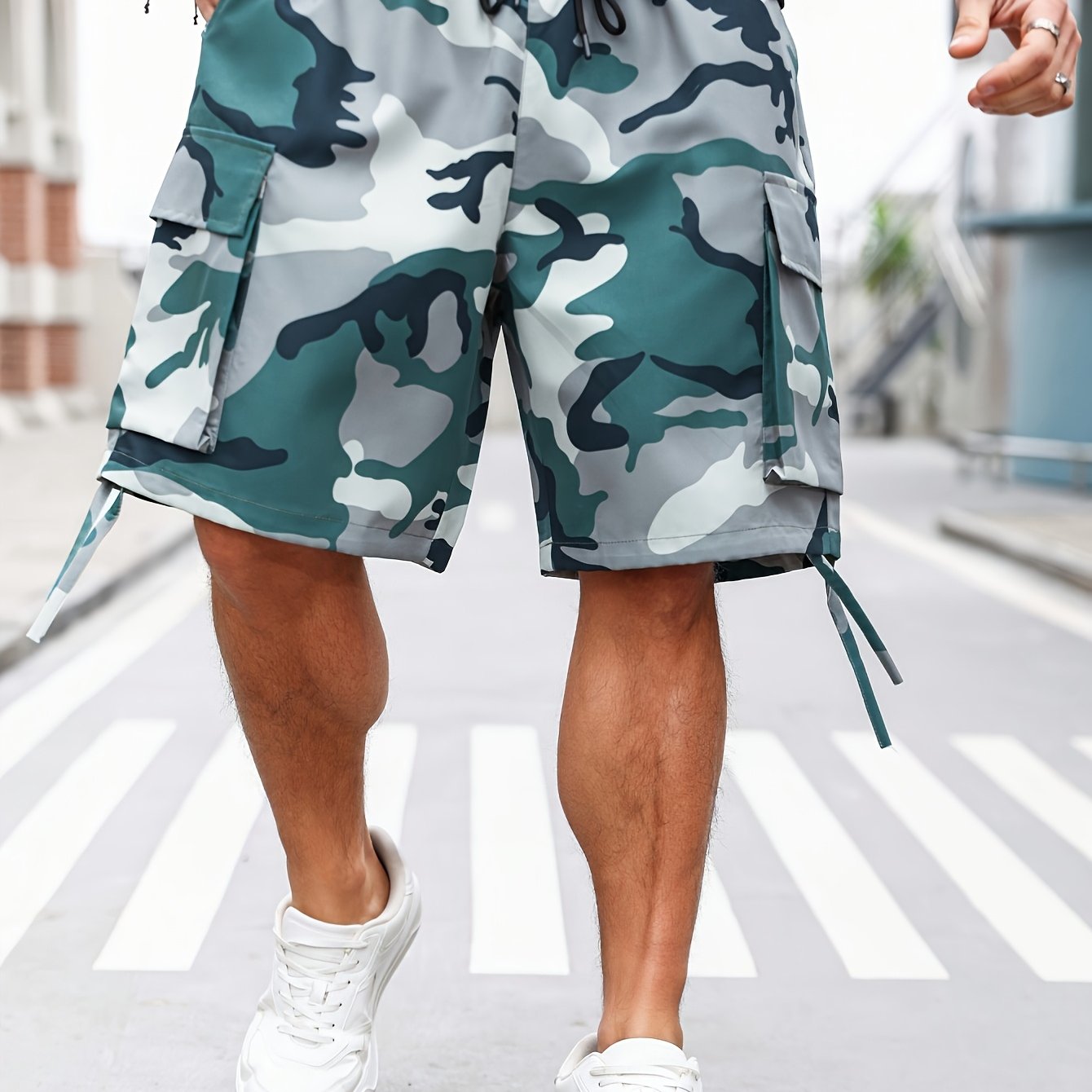 Men's Plus Size Cargo Pants Woven Fabric Geometric Pattern Drawstring Waist Casual