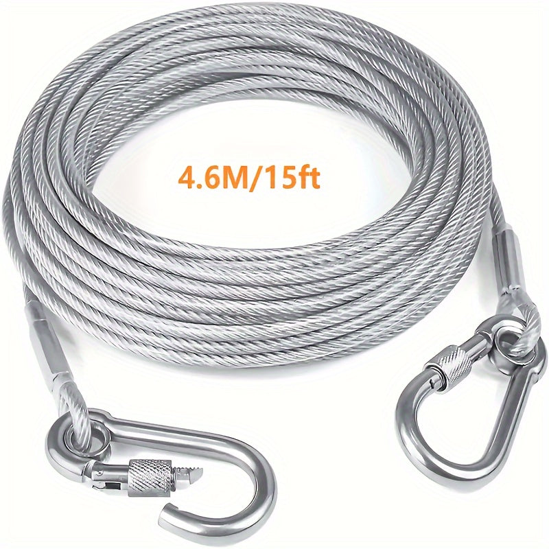 Stainless Steel Dog Tie-Out Cable 113.4 KG Capacity Reflective Swivel Snap