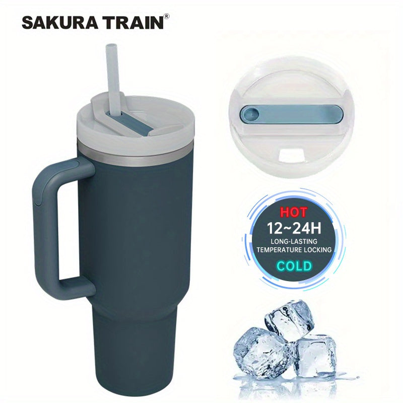 Large Stainless Steel Travel Mug with Straw for Camping School and Sports