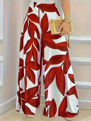 Women's Wide Leg Pants High-Waisted Tropical Print Summer Vacation Plus Size