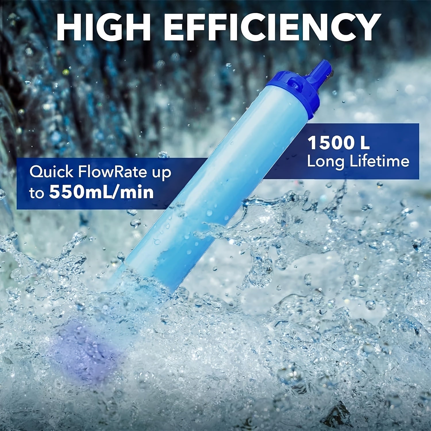 Botella de filtro de agua portátil para acampar, senderismo, escalada y mochilero