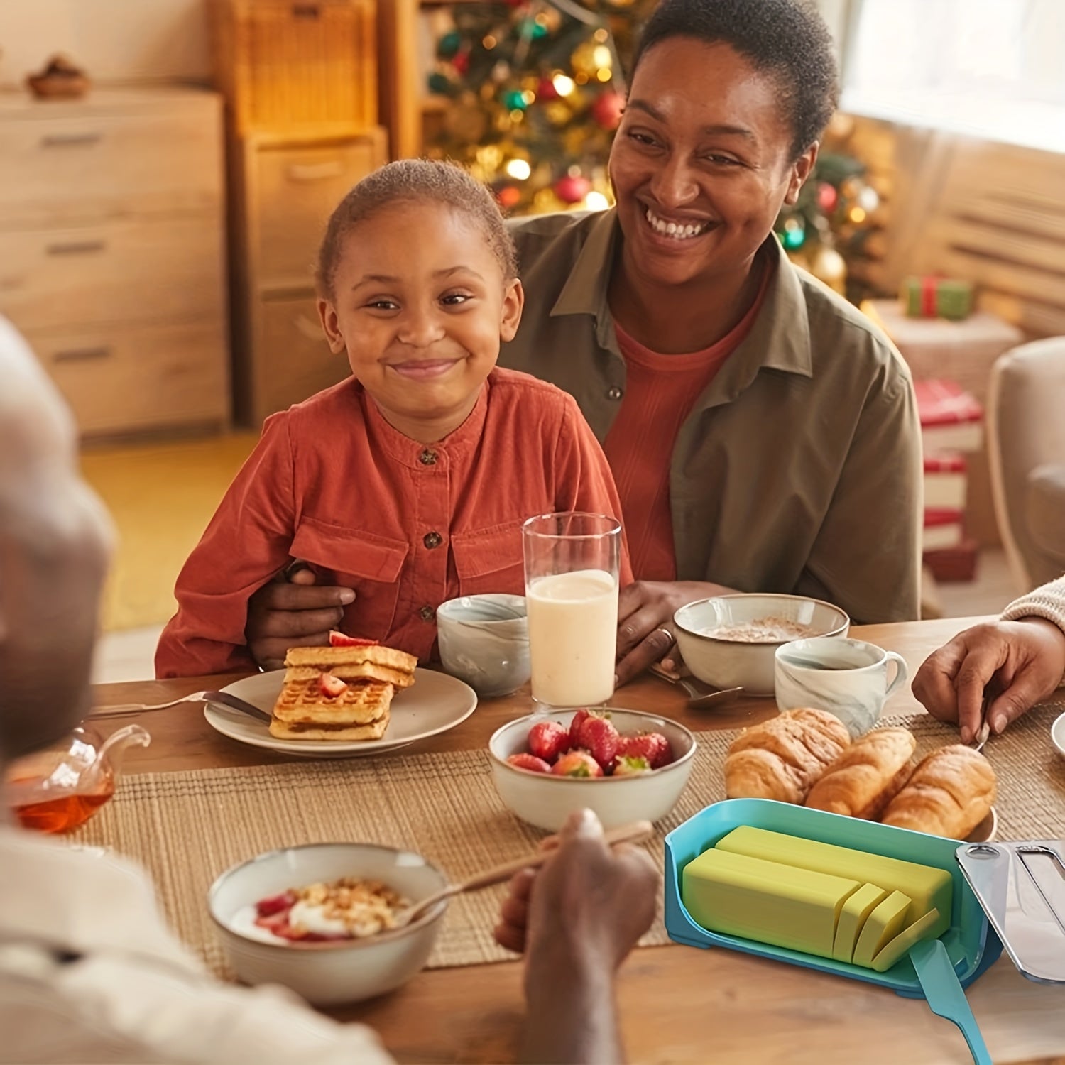 Plastic Butter Dish with Cover and Knife, Kitchen Storage Container