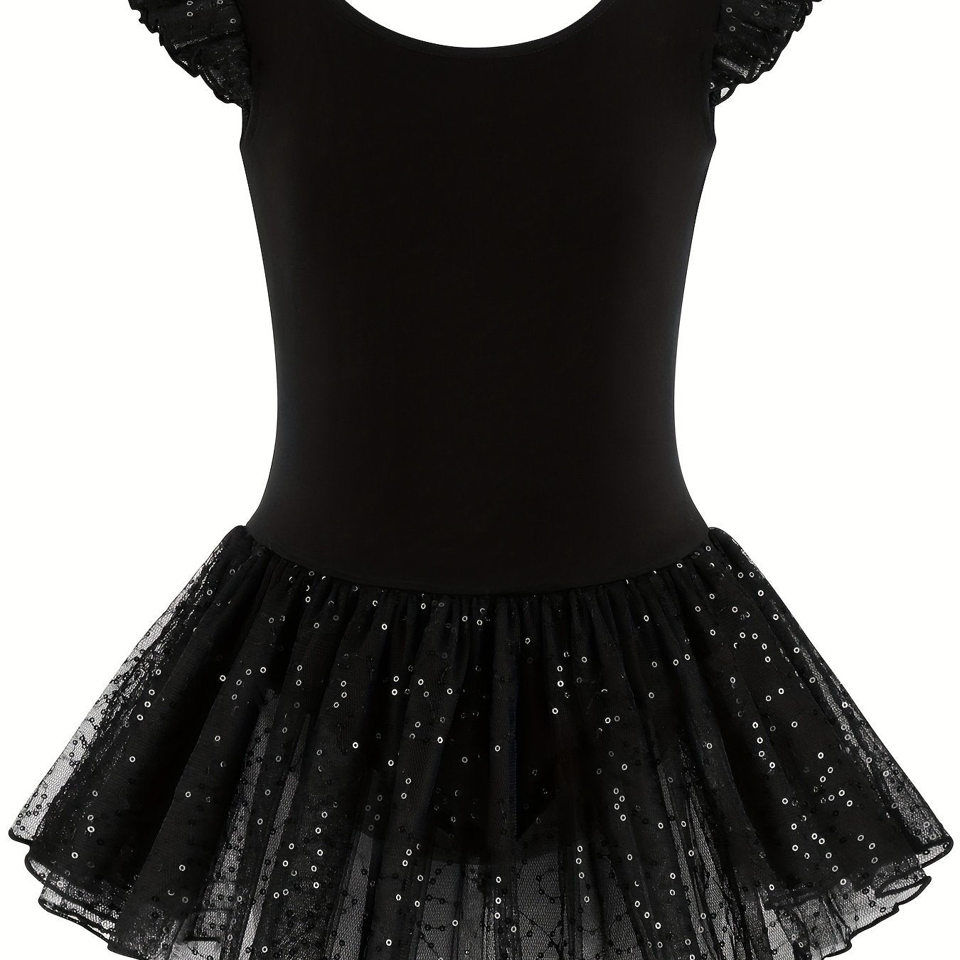 Chiroyli pushti payetli balet leotardi, tül yubkasi bilan, gimnastika va ochiq havoda mashg'ulotlar uchun mukammal.