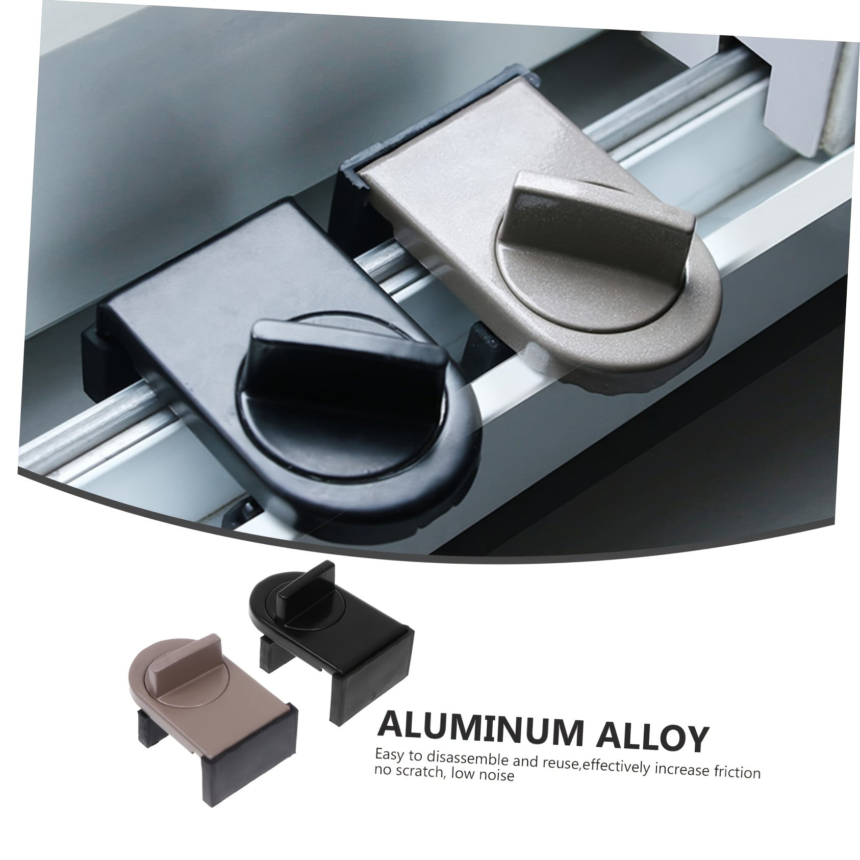 Adjustable Aluminum Alloy Window Lock with Anti-Pinch Safety Wedge for Home Office Car