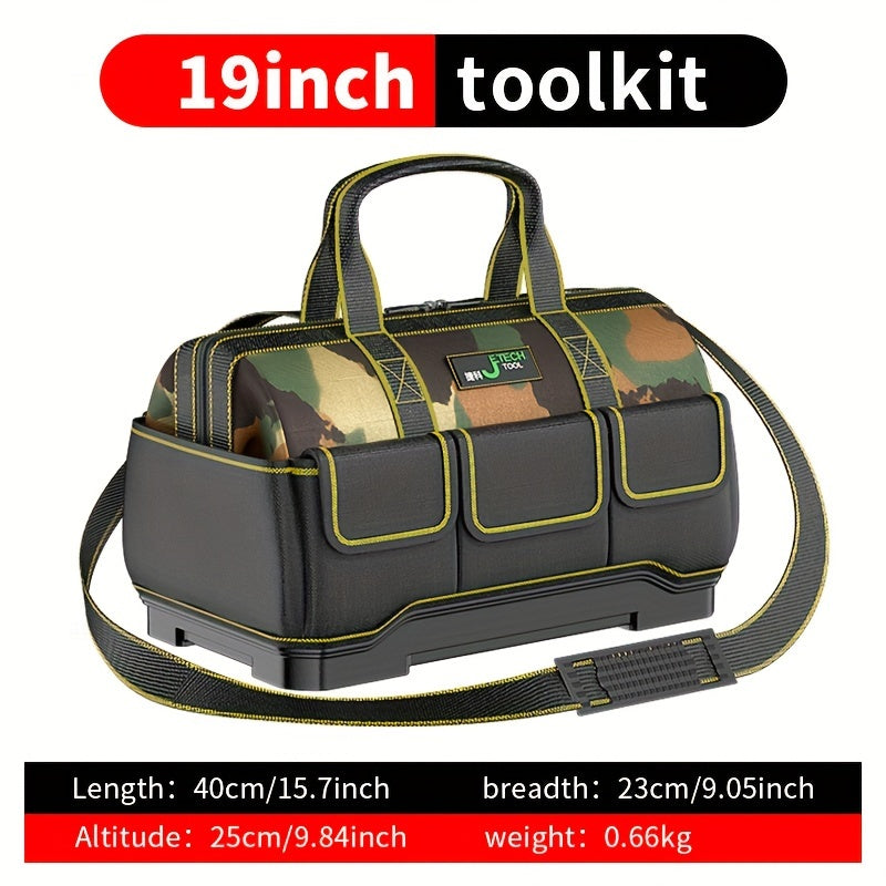 14-Inch Camouflage Waterproof Oxford Tool Bag with Multiple Pockets and Reflective Stripes