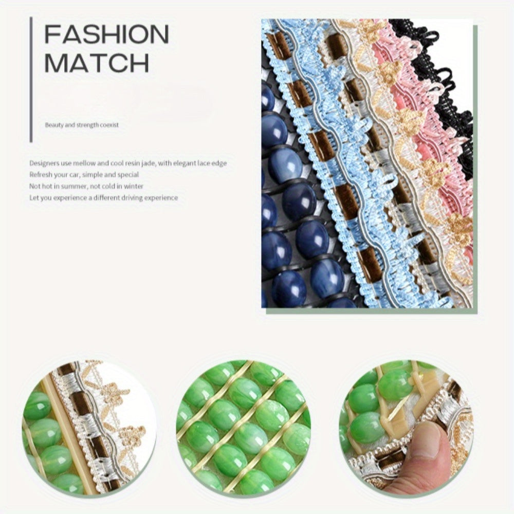 Women’s Emerald Green Resin Car Cushion Set, Breathable Cooling Pads Three-Piece