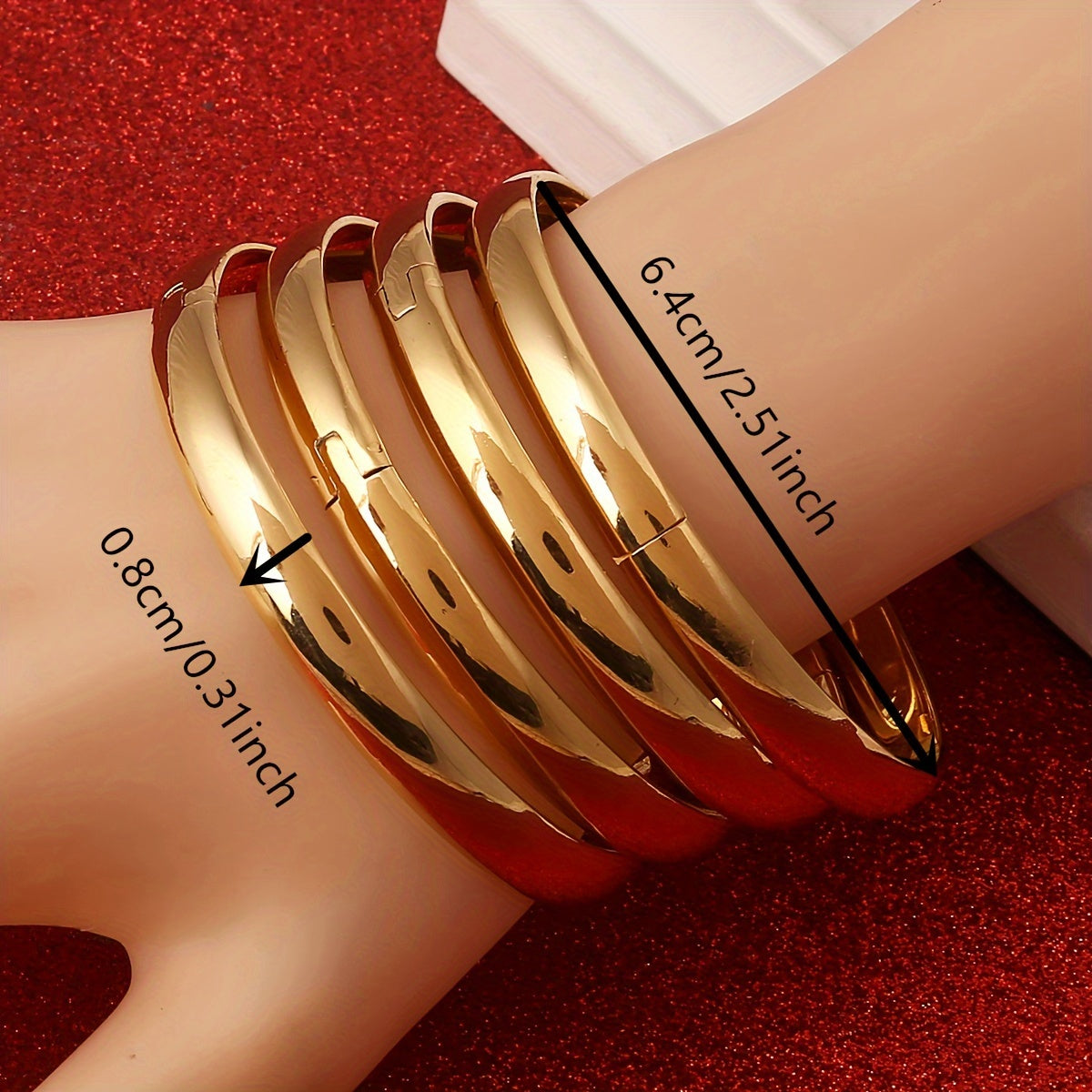 Set of 4 Gold Plated Bangles for Women Elegant Jewelry Wedding Engagement