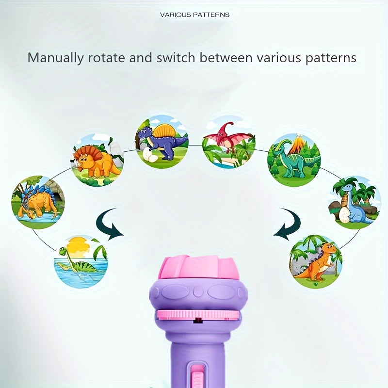 Kids Educational Flashlight Projector with 32 Dinosaur Animal Ocean Fruit and Number Patterns for Bedtime Learning