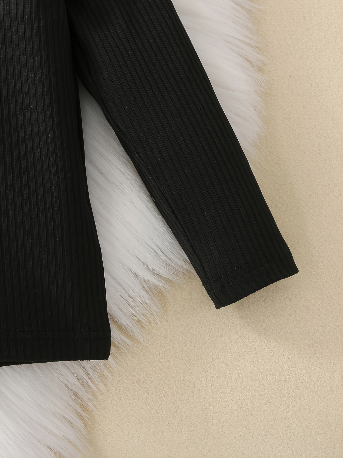 Girls' Long Sleeve Top and Skirt Set Cotton Ribbed Black and Yellow for Fall Winter