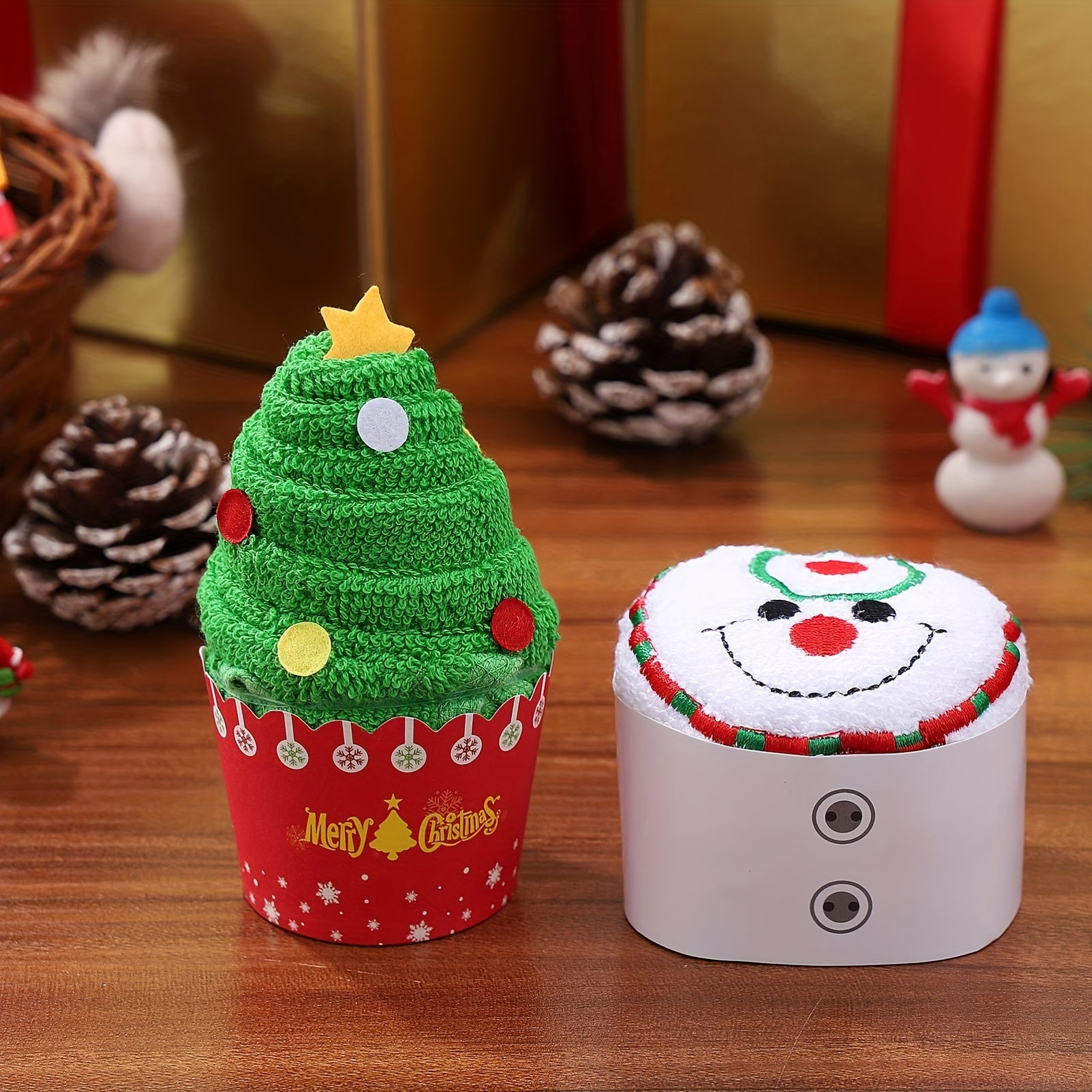 Christmas Kitchen Towel Set Santa Snowman Tree Microfiber Holiday Decor Gift