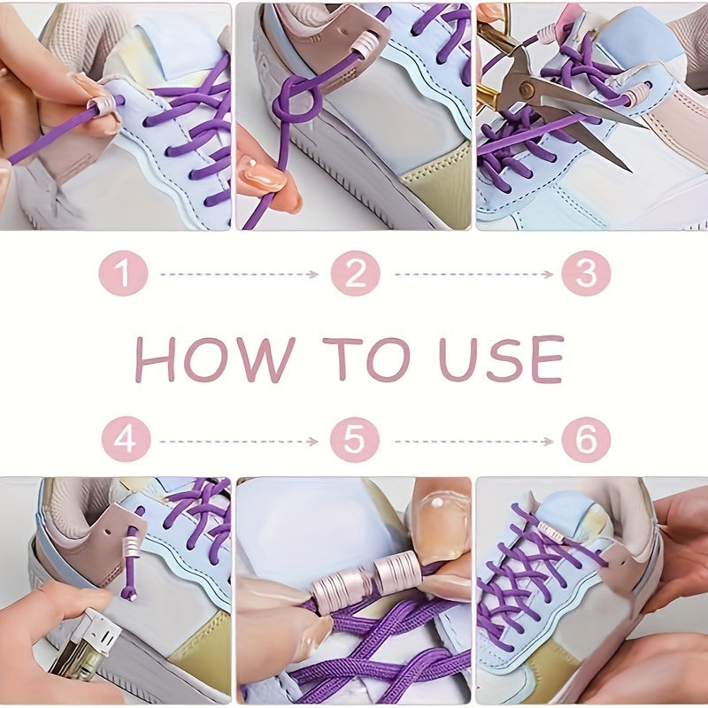 Unisex Nylon No-Tie Shoelaces with Adjustable Metal Buckles 1 Pair