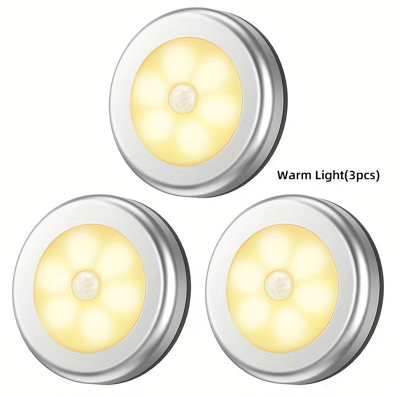 Harakat Sensorli Yoritgich, Ichki LED Tun Yoritgichi, Simsiz Batareya Bilan Ishlaydi, Oshxona, Qadam, Yotoqxona, Hammom uchun. 1 dona, 3 dona yoki 6 dona mavjud.