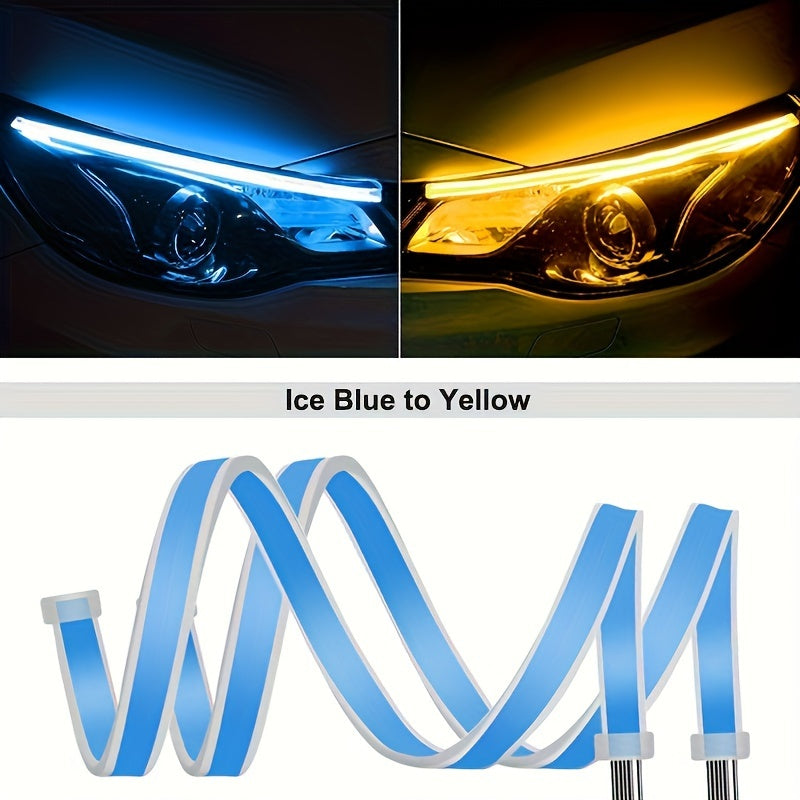 Car LED Daytime Running Lights 12V Yellow Sequential Turn Signal Pair