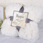 White Nordic Coral Fleece Throw Blanket Soft Warm Winter Sofa Cover
