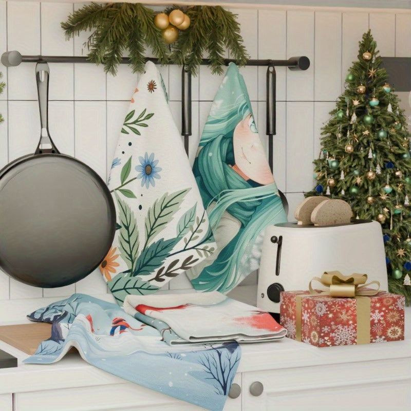 Set of 4 Snowflake Deer Wall Decals 18x66 cm Winter Holiday Decor