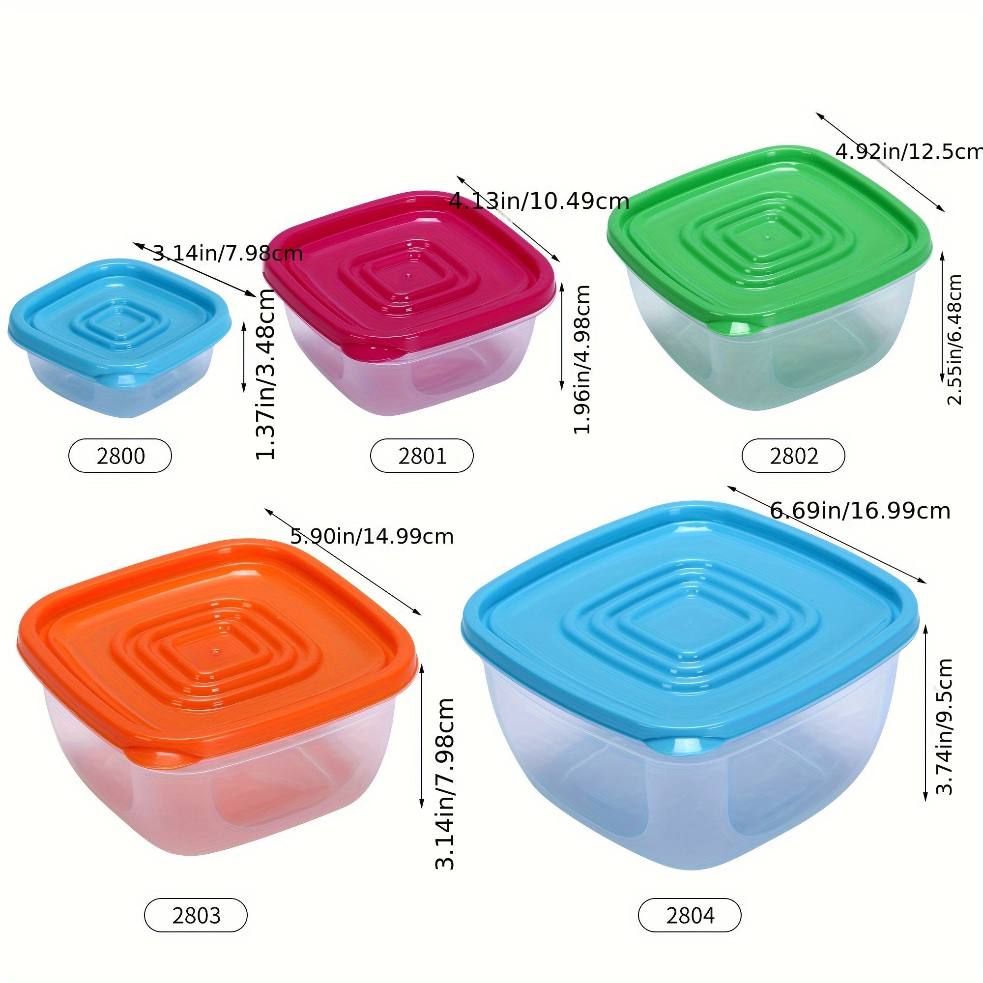 5-Piece Large Capacity Plastic Storage Containers with Lids BPA-Free Dishwasher Safe Kitchen Organizer
