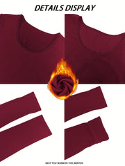 Plus Size Women Fleece Winter Warm Underwear Top Solid Color 3-Pack