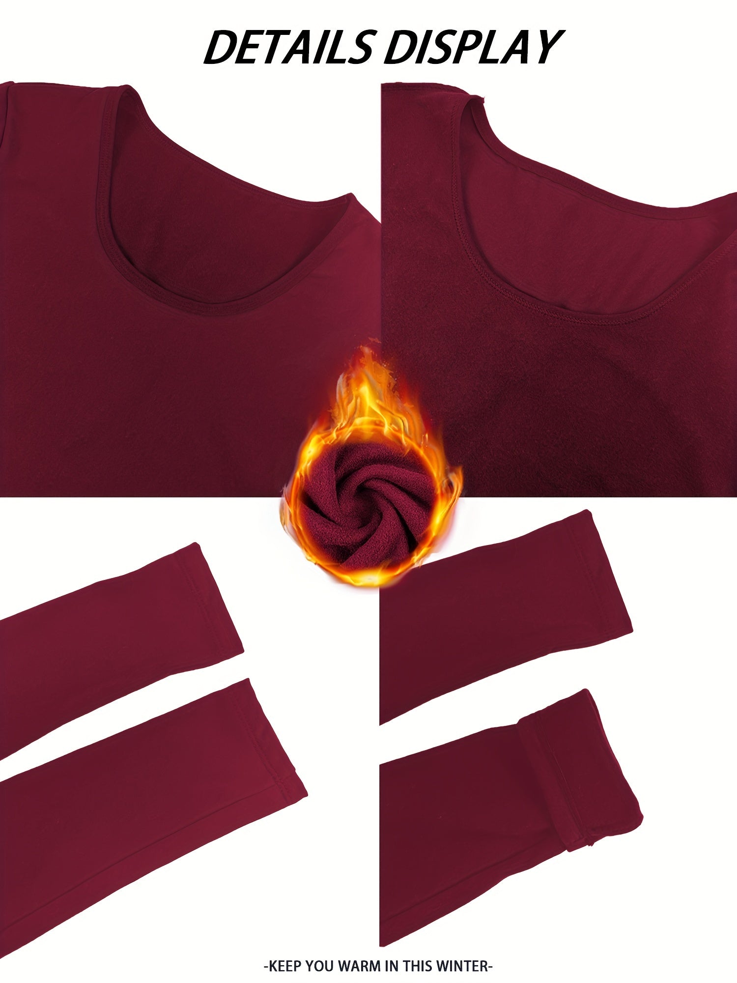 Plus Size Women Fleece Winter Warm Underwear Top Solid Color 3-Pack