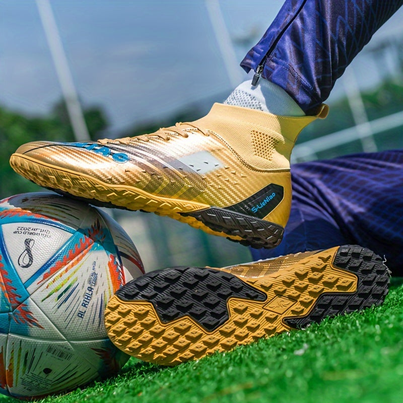 Мужские высокие футбольные бутсы противоскользящие с амортизацией, дышащая сетка, всесезонные