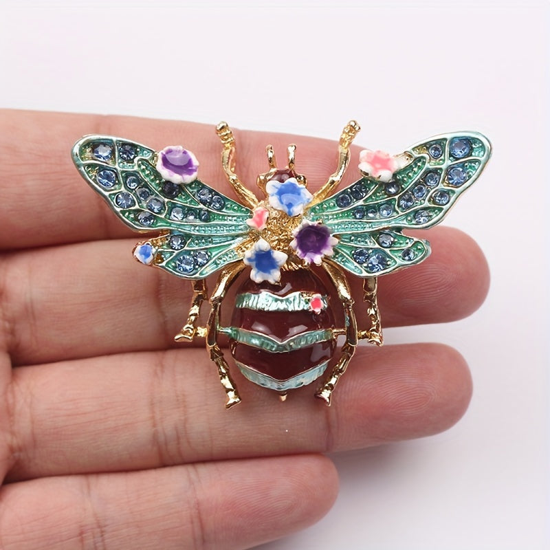 Bee Brooch Rhinestones Unique Shape Vintage Style Lapel Pin for Scarves and Fashion