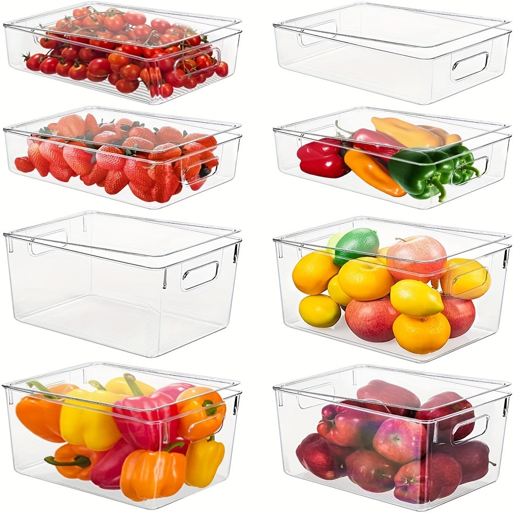 Clear Plastic Food Storage Bins with Handles for Refrigerator Pantry Freezer and Kitchen Organization