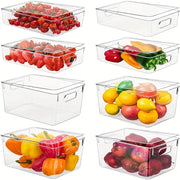 Clear Plastic Food Storage Bins with Handles for Refrigerator Pantry Freezer and Kitchen Organization