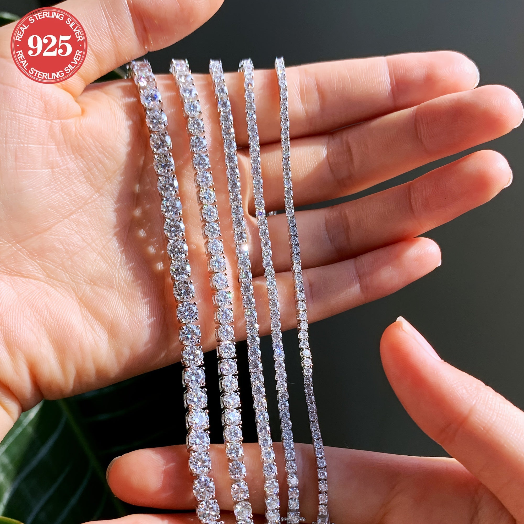 Pulsera de estilo vintage para tenis con plata de ley 925 y piedras de moissanite