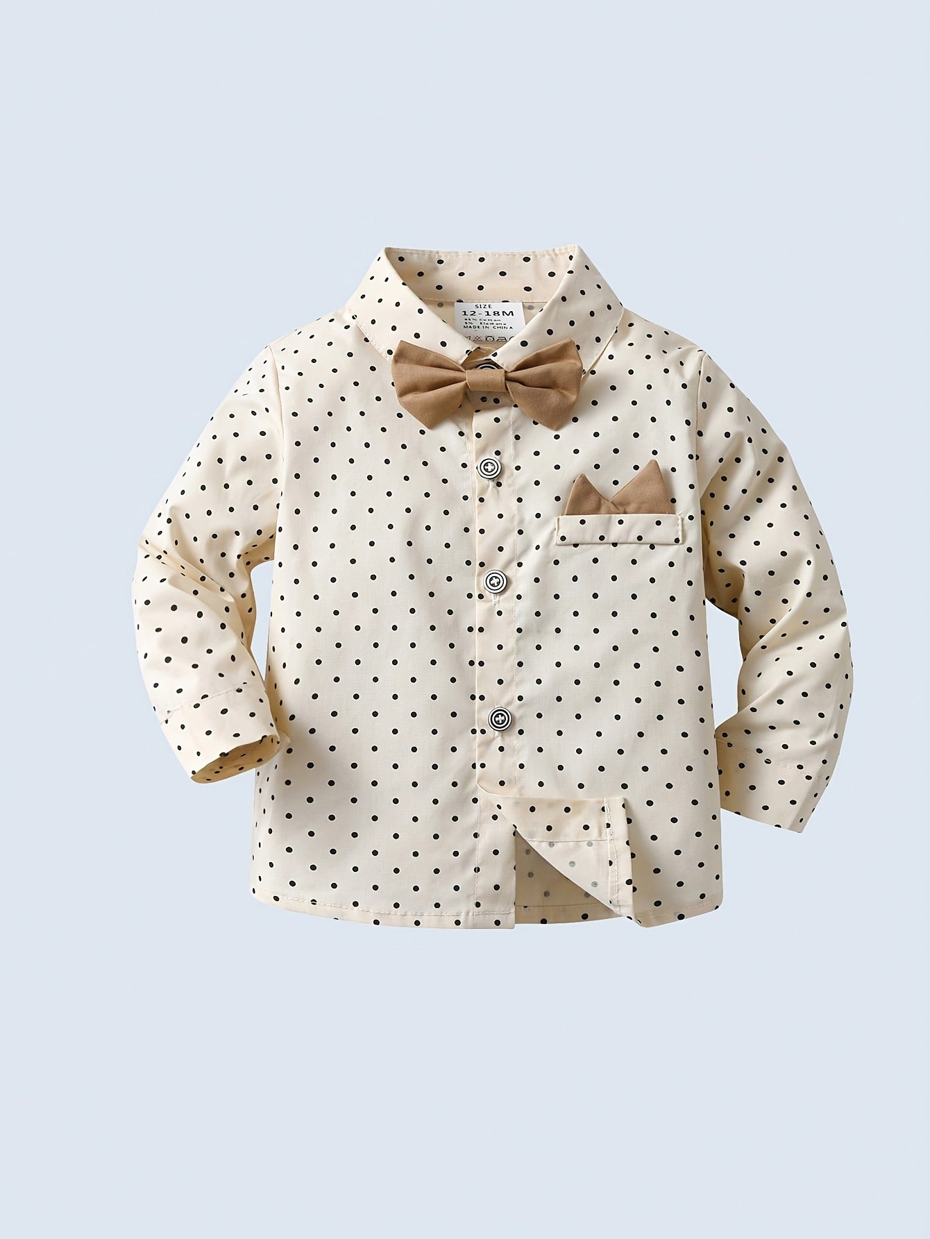 Boys' Suit Set 2 Pieces Polka Dot Shirt Bowtie Pants Casual Woven Fabric